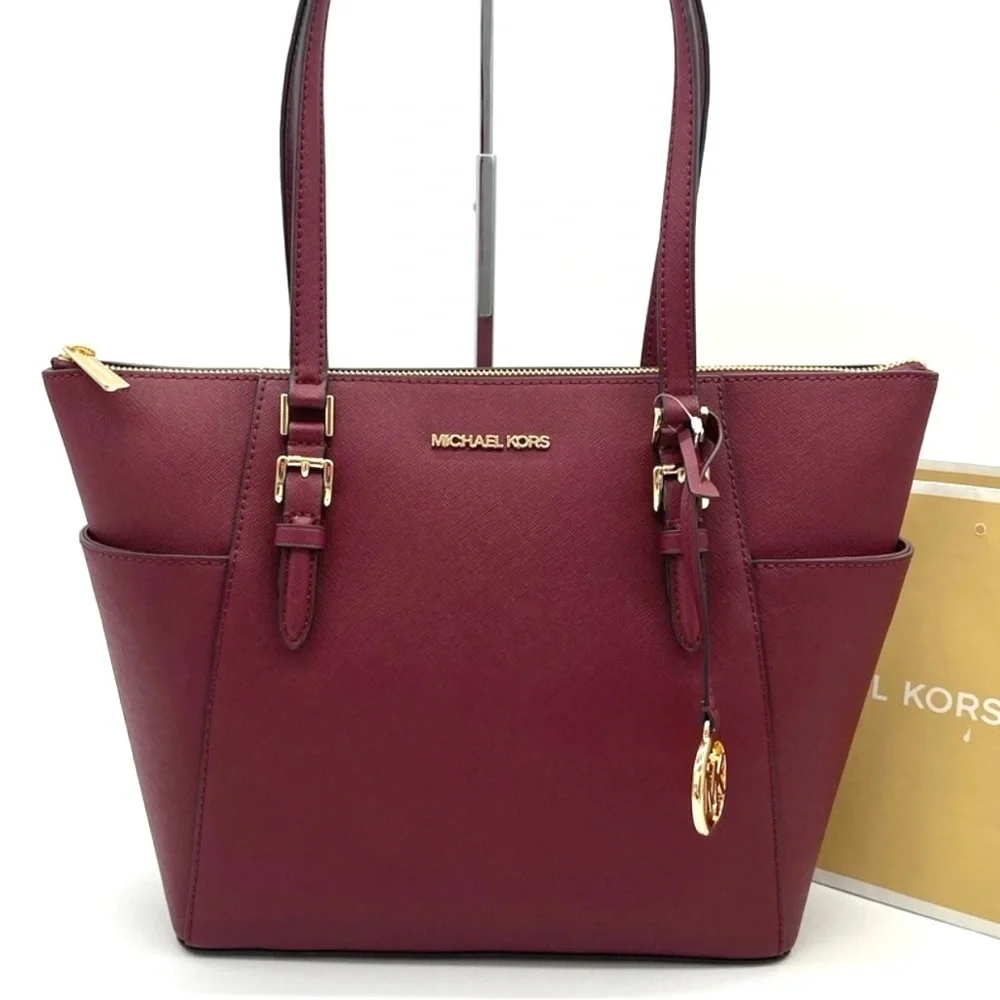 Michael Kors Large Charlotte Tote Bag Dark Cherry